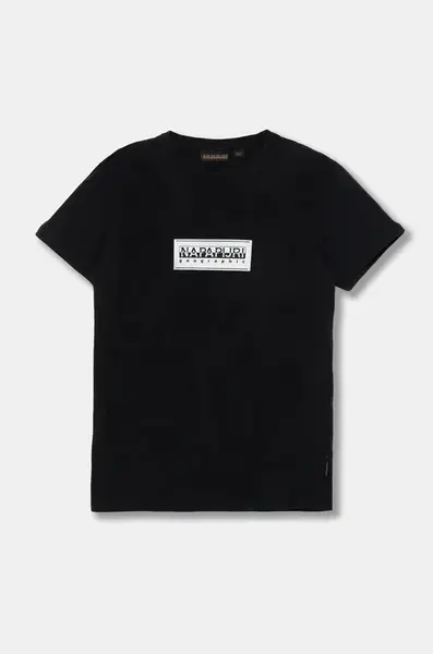 Dětské bavlněné tričko Napapijri S-CHAMOIS SS černá barva, s potiskem, NP0A4HYL0411