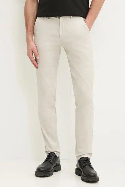 Kalhoty Calvin Klein pánské, béžová barva, přiléhavé, K10K113429