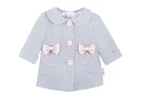 Baby Nellys Dětský bavlněný  kabátek s mašličkami, šedý, vel. 80