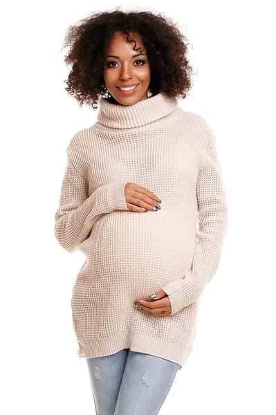 bemaamaa Svetřík s roláčkem POLY - sv. béžový, vel. L/XL