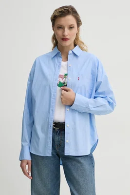 Bavlněná košile Levi's HARLIE NEW BF SHIRT modrá barva, relaxed, s klasickým límcem, 001HM