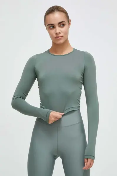 Tričko na jógu s dlouhým rukávem Casall zelená barva