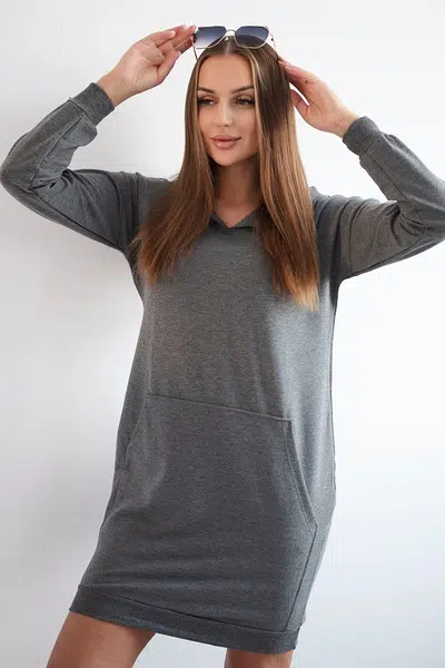 Graphite dress with hood