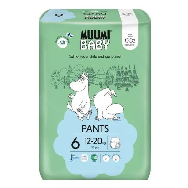 MUUMI BABY Walkers 6 Junior 12-20 kg kalhotkové eko pleny 36 ks