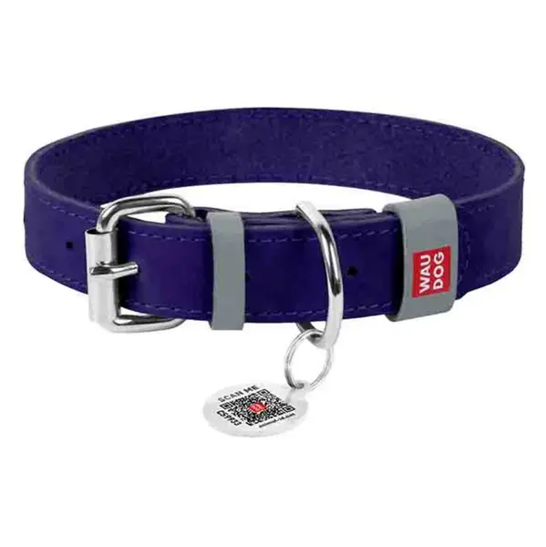 WAUDOG Classic Kožený obojek pro psy fialový, Velikost: XS