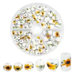 72Pcs 6 Styles Floral Printed Porcelain Beads