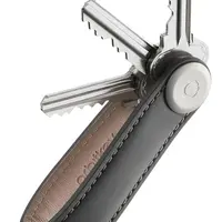 Klíčenka Orbitkey Leather Charcoal with Grey Stitching
