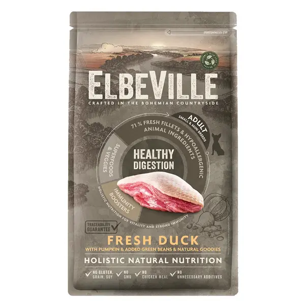 ELBEVILLE Healthy Digestion Fresh Duck granule pro psy, Hmotnost balení (g): 4 kg