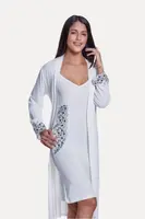 Dámská bambusová košilka OLIVIA s županem S Krémová