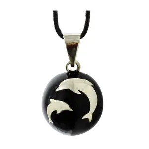 Bola Essentials Těhotenská rolnička 1 ks Black with Silver Dolphins