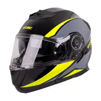 Výklopná přilba W-TEC Banelmeda šedo-černo-fluo žlutá XS (53-54)