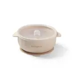 BABYONO Miska silikonová s přísavkou a víčkem béžová 6m+