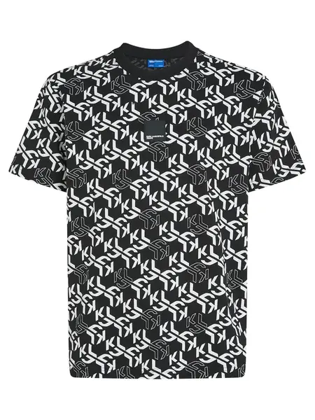 KARL LAGERFELD JEANS Tričko 'MONOGRAM'  čierna / šedobiela