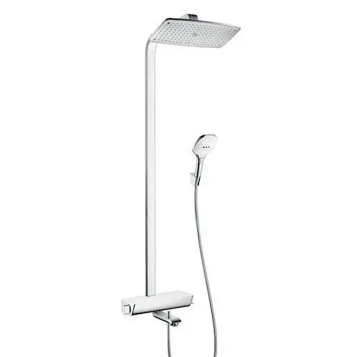 Hansgrohe Raindance E sprchový systém na stěnu s vaňovým termostatom biela/chróm 27113400