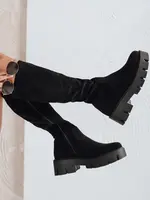 Dámské semišové holínky na platformě