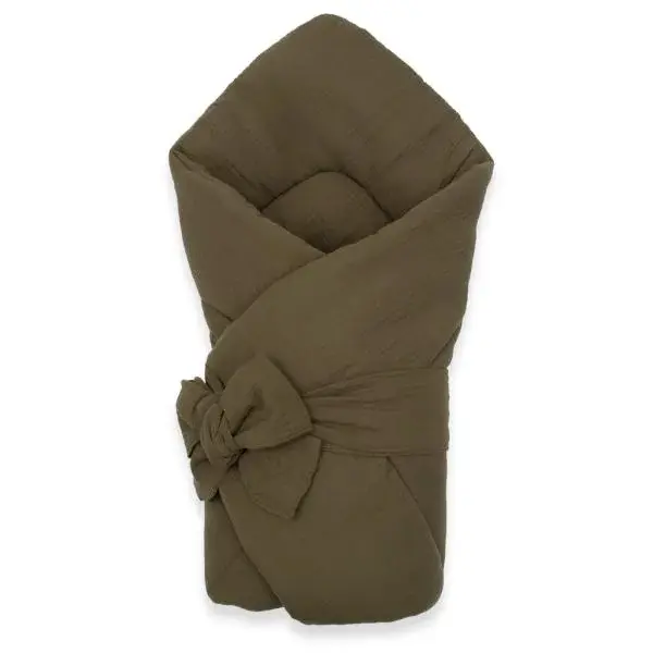 Mušelínová šněrovací zavinovačka New Baby olive