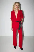 Kalhoty Medicine dámské, červená barva, široké, medium waist