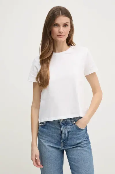 Bavlněné tričko Sisley béžová barva