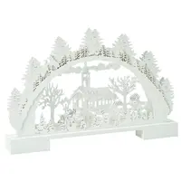 Dřevěná dekorace s LED 41 cm, bílá, assort