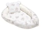 Baby Nellys Oboustranné hnízdečko, podložka + polštářek 3D, Bavlna, Malý medvídek, bílé