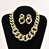 Alloy & CCB Plastic Curb Chain Necklace & Stud Dangle Earrings Sets
