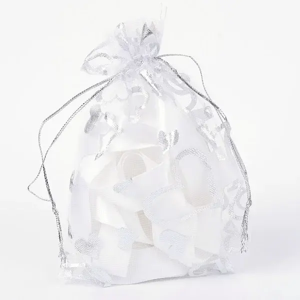Heart Printed Organza Bags