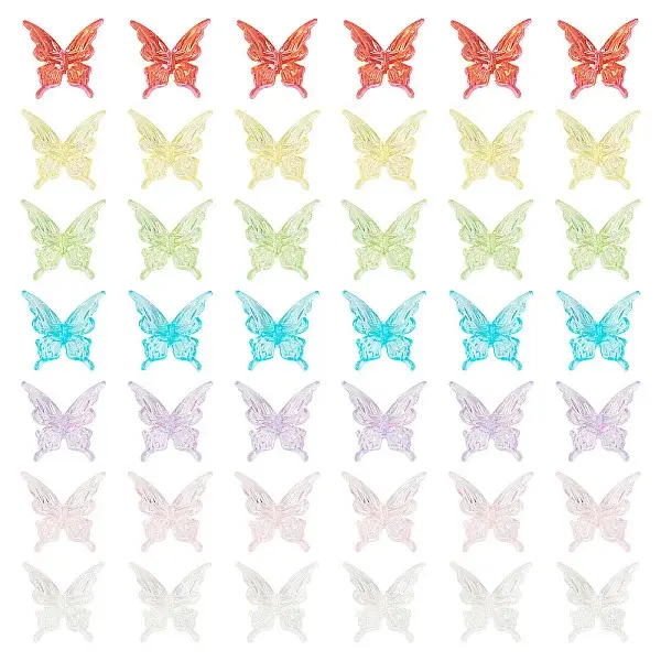 70Pcs 7 Colors Transparent Acrylic Beads