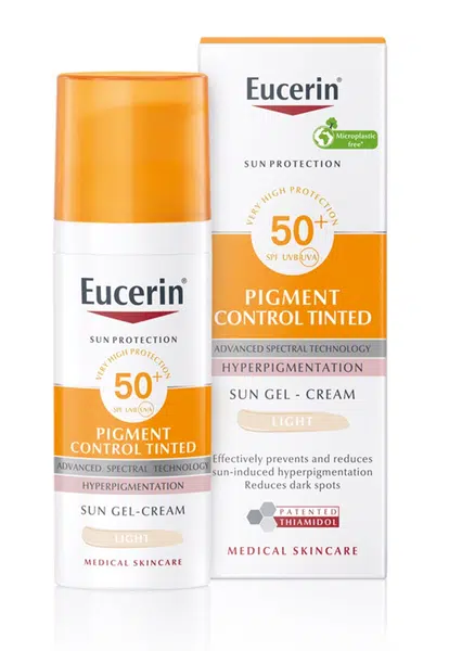 Eucerin Pigment Control Emulze na opalování na obličej s depigmentačním účinkem SPF 50+ světlá 50 ml
