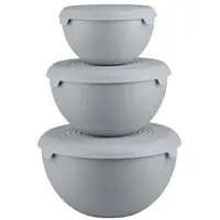 Komplet 3 misiek s poklopom sivé