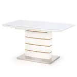 Stùl Toronto 140/180 Mdf/Sklenka/Ocel – Bílý/Dub Zlatý