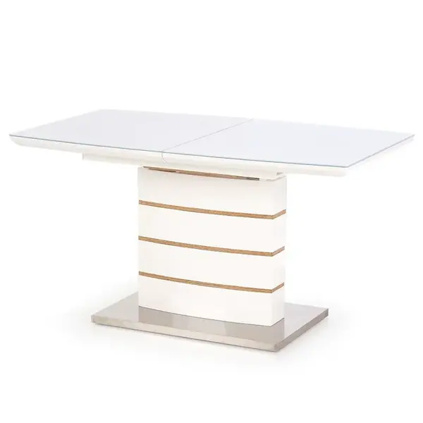 Stùl Toronto 140/180 Mdf/Sklenka/Ocel – Bílý/Dub Zlatý