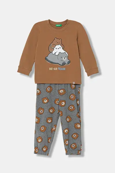 Dětské pyžamo United Colors of Benetton 2-pack hnědá barva, 3DKE0P09G