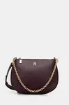 Kožená kabelka Tommy Hilfiger vínová barva, AW0AW18143