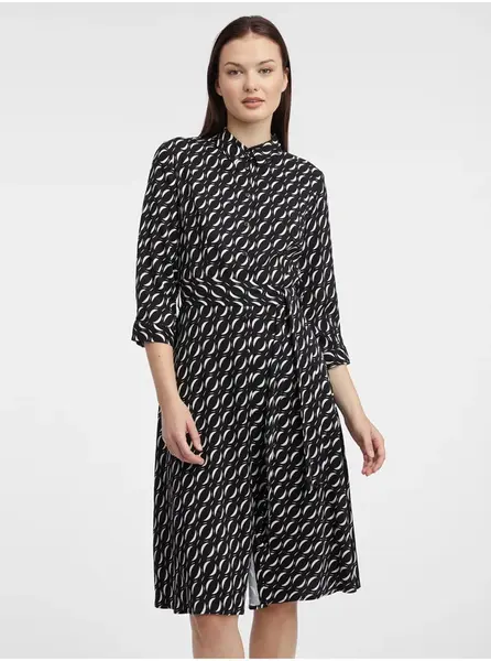 Čierne dámske vzorované košeľové šaty ORSAY