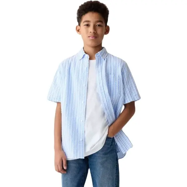 GAP SEERSUCKER Dětská košile, světle modrá, velikost