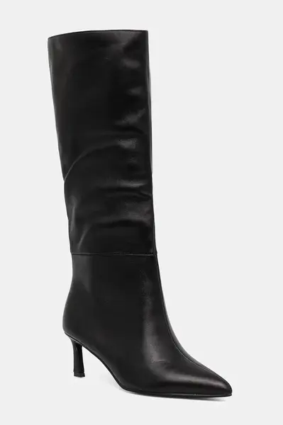 Kožené kozačky Steve Madden Lavan dámské, černá barva, na podpatku, 11003290