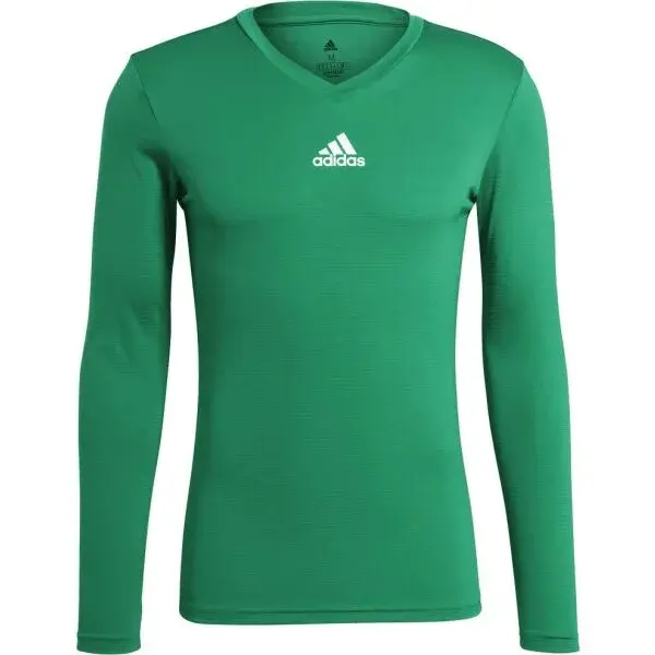 adidas TEAM BASE LONG SLEEVE TEE Pánské fotbalové triko, zelená, velikost