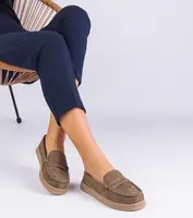 Gemre Green women's eco-suede loafers Sevilia