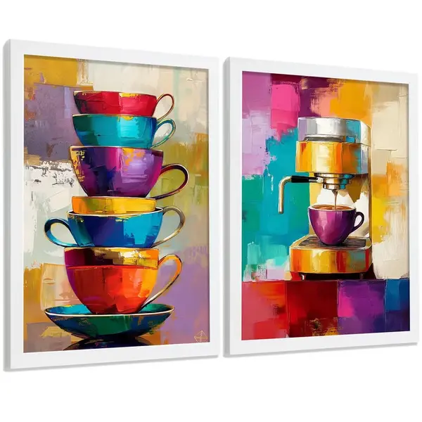 Nacnic PLAKAT Sada 2 Cafe Pop Art A3 Bílý rám