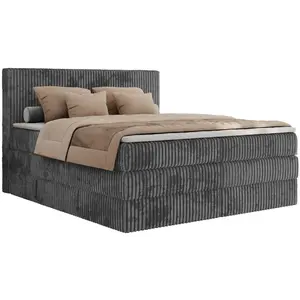 MKS POSTEL BOXSPRING TILIANO KING 180/200 - Šedá manšestr - H3