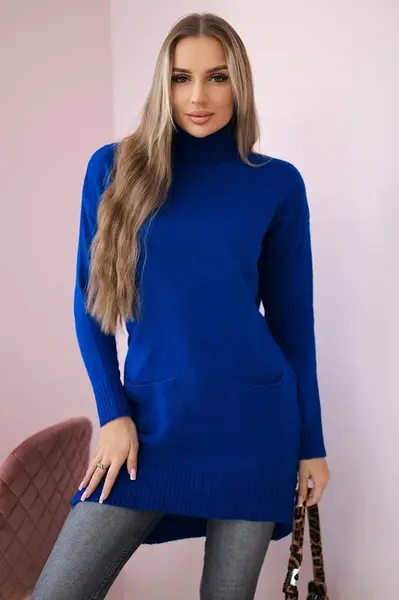 Svetr se stojáčkem fialovo-modrý