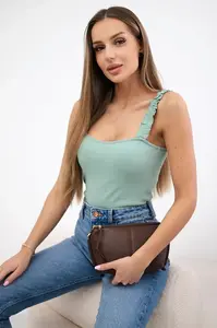 Tělová halenka na ramínka tmavě mátová