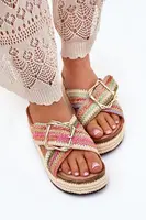 Boto Dámské Pantofle Na Platformě S Pletením A Zlatou Přezkou Mmultikolor Filazzia