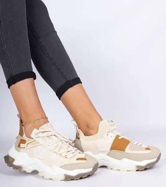 Gemre Beige women's sock-top sneakers Milada