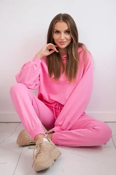 Mikina s kapucí světle růžová