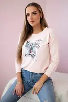 Halenka s potiskem Star Style pudrově růžová