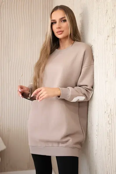 Zateplená mikina s nápisem California tmavě béžová