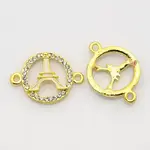 Golden Tone Alloy Enamel Rhinestone Multi-stone Links connectors