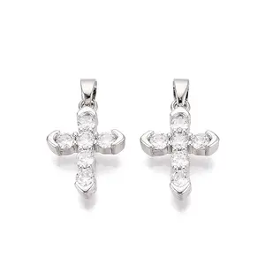 Brass Micro Pave Clear Cubic Zirconia Pendants