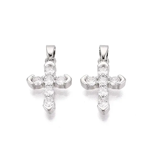 Brass Micro Pave Clear Cubic Zirconia Pendants